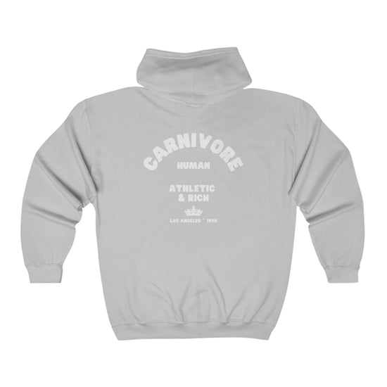 Carnivore Human Zip-Up Hoodie Unisex WHT Font